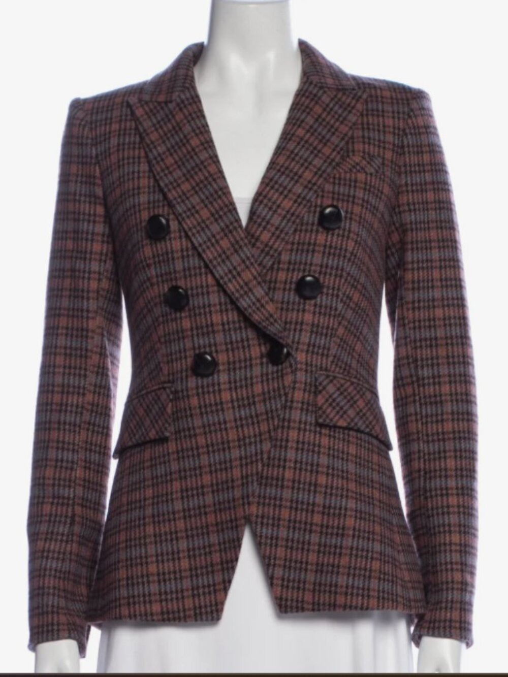 Veronica Beard Plaid Double-Breasted Miller Dickey Jacket